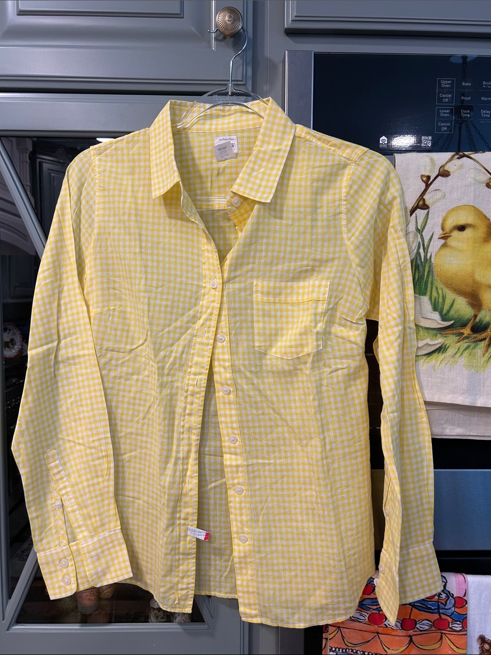 Vintage Preppy J. Crew Yellow Gingham Perfect Fit Button-Up Shirt
